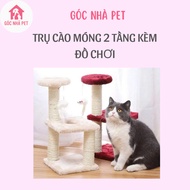2-tier scratching post with mouse grass toy for cats - Rope scratching post for pets, for cats to sc