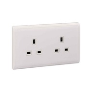 施耐德電氣 - PIENO 13A 兩位連保護門插座 (白)