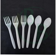 Disposable Dessert Spoon & Fork 5" / Plastic Dessert Spoon & Fork / Disposable Teaspoon & Fork 5" (5