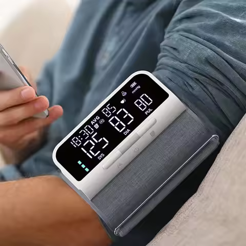 Full Upper Arm Blood Pressure Monitor Rechargeable Digital Three Color LCD large Screen Blood Pressu