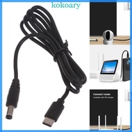 KOK Portable Power Cord Male to Male Connector Line Type-C to DC5521 for Home Office