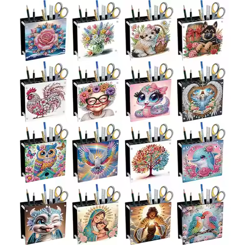 DIY Diamond Painting Kit Acrylic Diamond Painting Pen Holder Office Supplies Storage Box Diamond Pai
