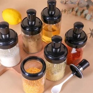 Wwa122 VICMALL - Spice Holder/Kitchen Spice Bottle Glass Spice Jar/Coffee Sugar Glass Holder+Multipurpose Airtight Lid |