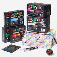 12/24/36/48/60/80/120 Bộ bút đánh dấu'sơn acrylic dạng lỏng trực tiếp, bút vẽ chuyên nghiệp, bút lôn
