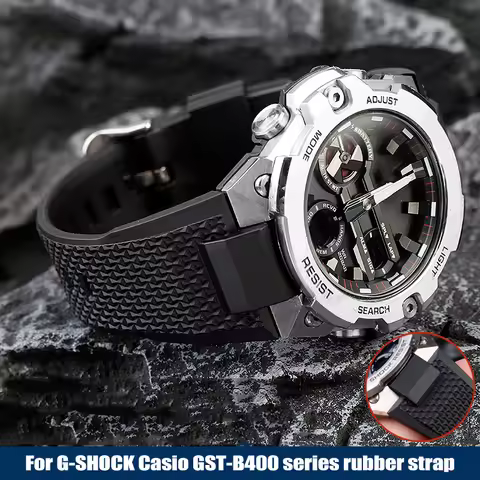 Sports Watch Band For Casio G-SHOCK Steel Heart GST-B400 Series High Quality Silicone Resin Waterpro