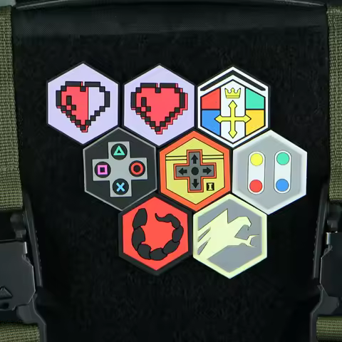 Mini Hexagonal 3D PVC Patches Scorpion Pie Love SFC FC PS Eagle Armband Tactical Badge for Clothing 