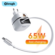 Elough 65W Fast Charger USB Type C Phone Charger With Retractable Type C Cable Fast Charging Wall Ch