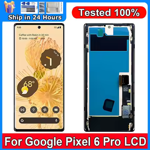 AMOLED Pixel 6 Pro Screen With fingerprints For For Google Pixel 6 Pro GLUOG, G8VOU LCD Display Scre