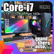 คอมเล่นเกม Core i7 /GTX 1070 8Gb /Ram 16Gb ทำงาน เล่นเกมส์ Gta V,Pubg,Fifa,Freefire,Valorant,Roblox,MineCraft สินค้าคุณภาพ พร้อมใช้งาน