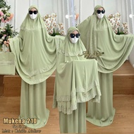 AJE ZAS - Mukena Dewasa 210 Reselting Dagu 2in1 Bahan Crinkle Polos Renda Free Tas