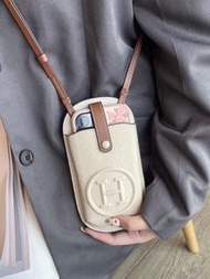 香港專櫃正品愛馬仕新款斜挎手機包 真皮輕便百搭 專櫃贈品同款