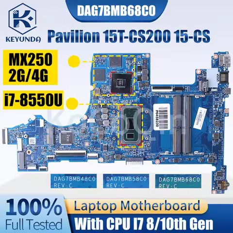 G7BD For HP Pavilion 15T-CS 15-CS Notebook Mainboard DAG7BMB48C0 DAG7BMB58C0 DAG7BMB68C0 I5 I7 MX250