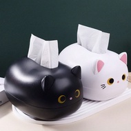 1pc Cute Cat Tissue Box - Decorate Kitchen, Living Room, Bathroom Tissue Holder - White And Black Ca