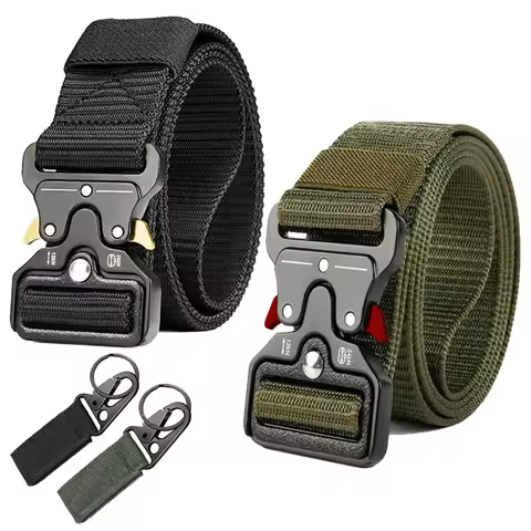 Newest Men's Belt Outdoor Tactical Belt Red Ear Training 1100D Nylon Braided Casual Canvas Buckle Be