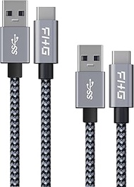 FHG 3.3FT USB 3.0 to USB C Cable 2Pack, High-Speed Transfer of 1GB in 2sec, 3A Fast Charging from 20