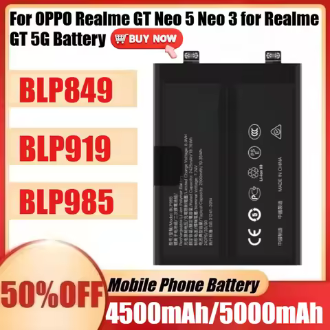 New BLP985 BLP919 BLP849 4500mAh 5000mAh Battery for OPPO Realme GT Neo 5 Neo 3 for Realme GT 5G Rep