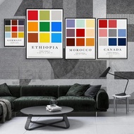 World Map Minimalist Colour Palette Poster  Egypt Canada Colombia Indonesia Japan India Morocco Finl