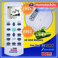aircond cooler aircond mini ♤[Ready Stock] DAIKIN YORK ACSON Air Cond Air Conditioner Remote Control Replacement [FREE B