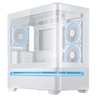 ASUS Prime AP202 TG Black / White Computer Case (No Fan) - ARGB LED Curved Glass Case