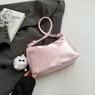 Ladies' Fashionable Simple Summer Shoulder Bag, Solid Color, With Cute Pendant, 9.4x5.5x3.1 Inches, 