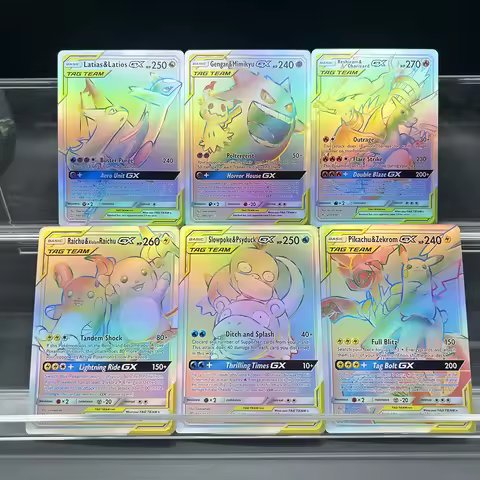 DIY Anime PTCG Color Flash Card Latias&latios Gengar&Mimikyu Charizard Gx Series English Version Col