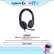 Logitech H540 Wired USB Headset with Noise-Cancelling Microphone | On-Ear Controls | High-Definition