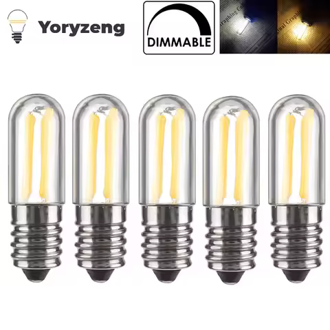 5Pcs E12 E14 LED Bulb Dimmable 110V 220V Fridge Light 4W Lamp Filament COB Lamp for Chandelier Repla