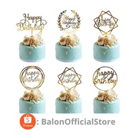 Cake topper happy Birthday acrylic cake decoration cup cake cupcake hbd skewer plastic topper connec