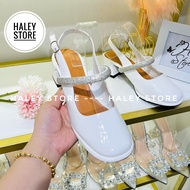 Giày búp bê marry xoàn jane gót vuông 5cm HALEY STORE quai ngang đính đá xoàn tiểu thư công chúa cổ