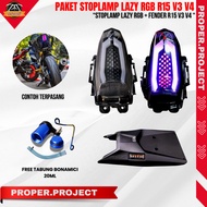Stoplamp RGB Lazy R15 V3 V4 Ori Proper Project + Fender Sporty Look Rear Light R15 v3 V4 Pnp