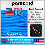 - 3mm Type II 425 Tali Paracord Rope Parachute Cord - Colonial Blue