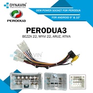 Dynavin Car Stereo Power Harness Socket Perodua For Android Player 9"/10