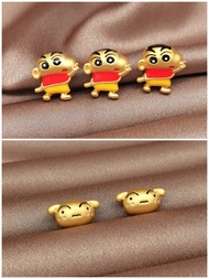 Charm Gelang Shinchan / Shinosuke / Anjing Shiro Putih Emas Asli 24 karat Hongkong 999% - 24 Carat Pure Gold Charm Bracelet Jewellery