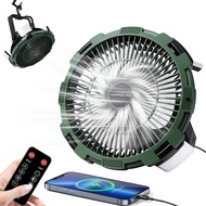 Camping Fan with LED Lantern, 8000mAh Rechargeable Battery Powered Tent Fan for Camping Hanging, Cam