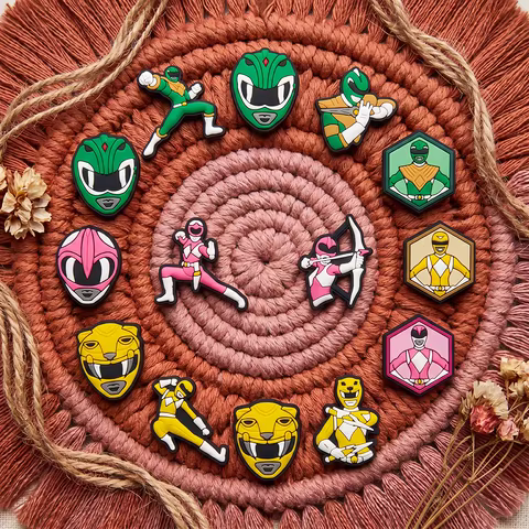 24-100pcs Hot Toys Cartoon Power Man PVC Cute Shoes Charms DIY Detachable Waterproof PVC Shoe Access
