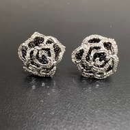 WG70-Black Diamond Earring with 18K White Gold