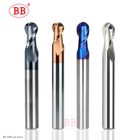 BB Ball Nose End Mill Tungsten Carbide Cutter CNC Router Bit Milling Tool R0.5 6mm 8mm 10mm HRC45 55
