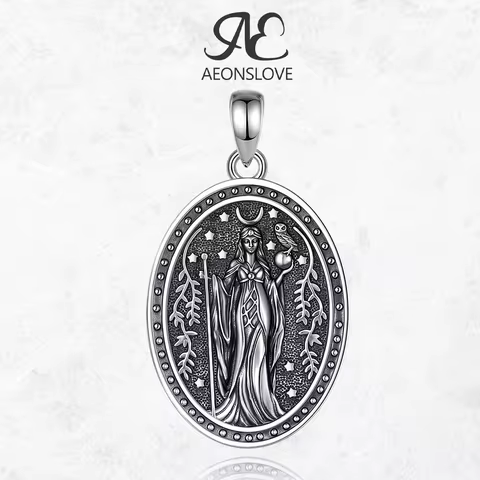 AEONSLOVE 925 Sterling Silver NYX Goddess Necklace Greek Mythology Night Goddess Pendant Gothic Wicc