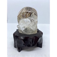 D3788 Natural Crystal Raw Ore Vision Ghost Melaleuca Rabbit Rabbit Ornaments Including Seat Includin