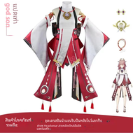 Genshin ชุดคอสเพลย์ yae Miko cos ชุดเสื้อผ้าฮาโลลิต้าสไตล์จีนที่ตกแต่งผมกิ๊บหนีบผมหูสุนัขจิ้งจอก