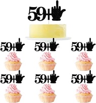 59 +1 Black Glitter Cake Topper - FunnyForty Years Old 60th Birthday Annriversary Party Suppliesty, 