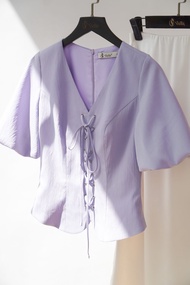 Vella Fashion - Set áo ALINA tay bí đan dây phía trước và chân váy lụa đuôi cá AMELIA VA25030 VV2503