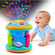 Baby Toys 6-12 Months Ocean Projector Rotating Musical Light Up Tummy Time Toys for Infant 0-6 3-6 M