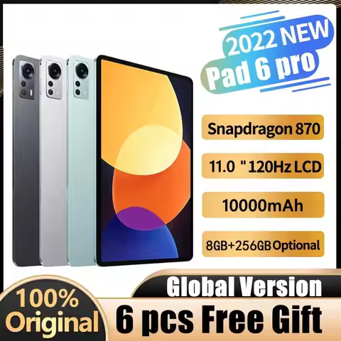 New Global Firmware Pad 6 Pro Tablet PC Snapdragon 870 8GB+256GB Tablets 120Hz 2.5k 10000mAh 5G WiFi