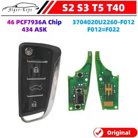 Algernon-keys Original Flip Key for S2 S3 T5 T40 Remote Key 3704020U2260-F022 F012 433MHz ID46 PCF79