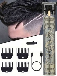 便攜式鋰電池電動剪髮器 T9 剪髮器 雕刻油頭刮鬍刀禿頭家用電動剪髮器