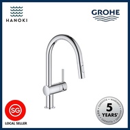 GROHE Minta Single Lever Kitchen Mixer Tap with Pull-Out and Dual Spray Function C-Spout (2 Colours available)