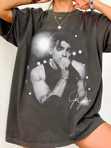 Joe J. Onas Brothers 20th Anniversary Jonas T-shirt with Casual Round Neck Print Pattern