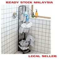[READY STOCK]3 TIER CLOTHES LAUNDRY STORAGE/ LAUNDRY BASKET 3 TIER/ Bakul Baju Bathroom storage bask