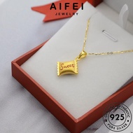 AIFEI JEWELRY Silver Leher Gold Accessories Candy Original 純銀項鏈 925 For Pendant Perempuan Chain Sweet Perak Sterling Necklace Rantai Korean Women N336